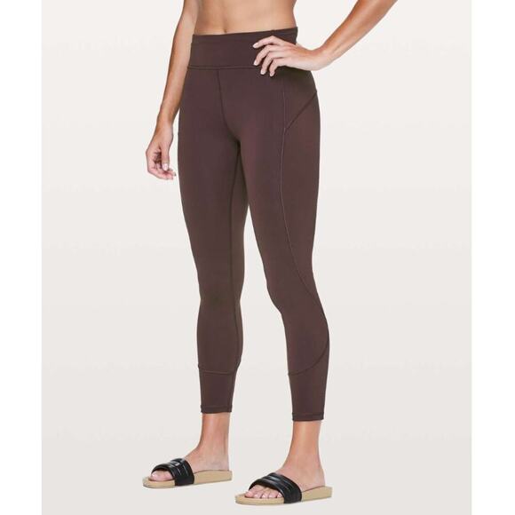 Lululemon In Movement 7/8 Tight *Everlux 25" SZ 6 in Black Satin Brown